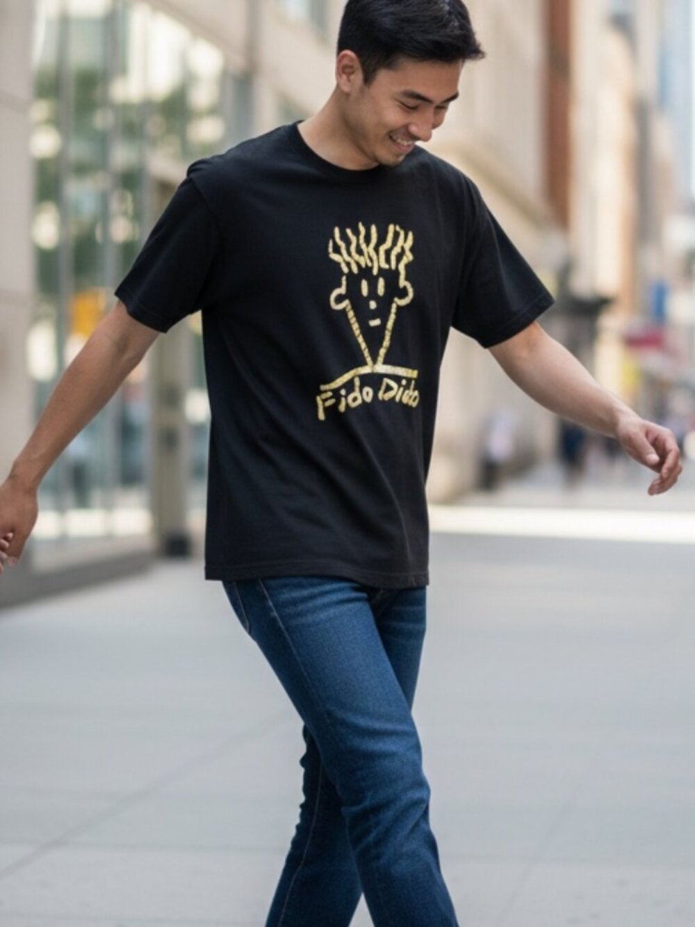 Vintage 90s Fido Dido Gold Foil Graphic Tee